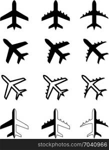 Airplane Icon, Aeroplane Icon Design Collection Vector Art Illustration