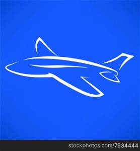 Airplane Icon Isolated on Blue Sky Background.. Airplane Icon