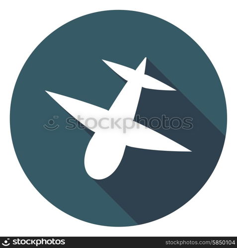 Airplane icon. Modern flat icon with long shadow effect