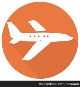 Airplane icon. Modern flat icon with long shadow effect
