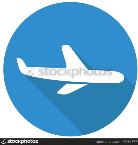 Airplane icon. Modern flat icon with long shadow effect