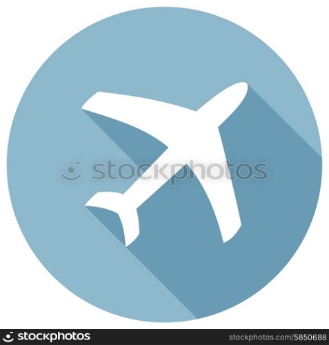 Airplane icon. Modern flat icon with long shadow effect