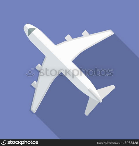 Airplane icon. Modern Flat style with a long shadow