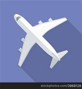 Airplane icon. Modern Flat style with a long shadow