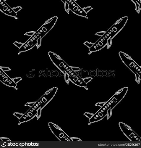 Airplane Icon Seamless Pattern, Aeroplane Icon, Engine Powered Fixed Wing Aircraft Vector Art Illustration