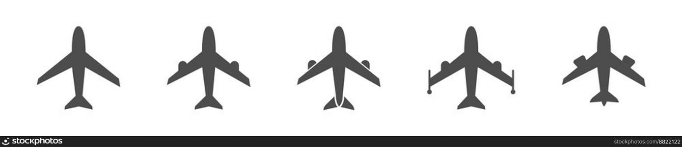 Airplane icon set. Vector isolated illustration. Aeroplane symbol collection.