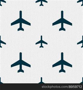 Airplane icon sign seamless pattern with geometric vector image