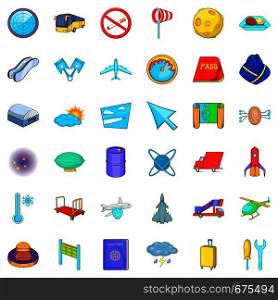 Airplane icons set. Cartoon style of 36 airplane vector icons for web isolated on white background. Airplane icons set, cartoon style