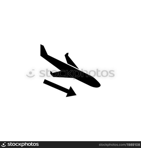 Airplane Landing, Plane Flying Down. Flat Vector Icon illustration. Simple black symbol on white background. Airplane Landing, Plane Flying Down sign design template for web and mobile UI element. Airplane Landing, Plane Flying Down. Flat Vector Icon illustration. Simple black symbol on white background. Airplane Landing, Plane Flying Down sign design template for web and mobile UI element.