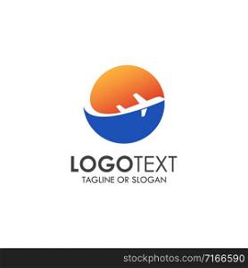 Airplane logo for travel, trip or tour agency