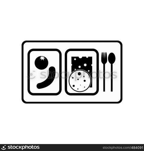 Airplane lunch black simple icon isolated on white background. Airplane lunch black simple icon