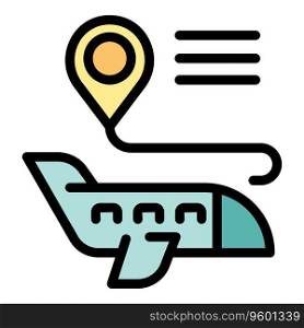 Airplane migration icon outline vector. Migrant people. War family color flat. Airplane migration icon vector flat