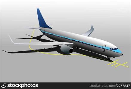 Airplane on airport parking . Vector illustration for designers