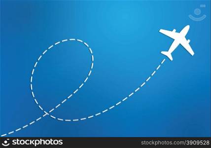 Airplane on blue background travel vector illustration.