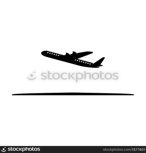 Airplane or aeroplane taking off from the runway vector