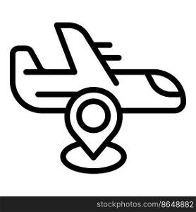 Airplane parcel location icon outline vector. Cargo export. Map service. Airplane parcel location icon outline vector. Cargo export