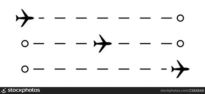 Airplane path. Airplane path with plane. Aeroplane line flight path. 
