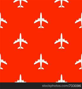 Airplane pattern repeat seamless in orange color for any design. Vector geometric illustration. Airplane pattern seamless