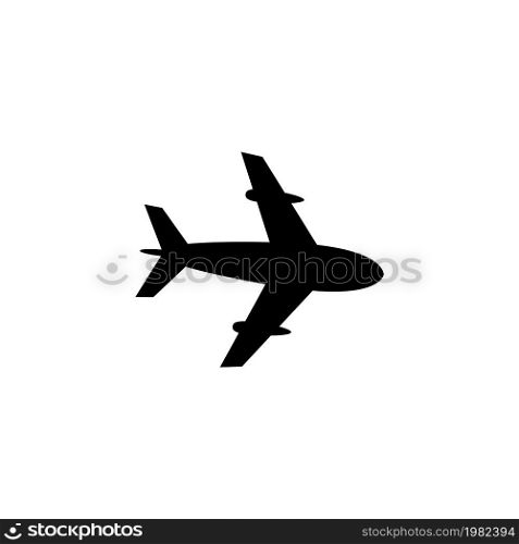 Airplane, Plane. Flat Vector Icon illustration. Simple black symbol on white background. Airplane, Plane sign design template for web and mobile UI element. Airplane, Plane Flat Vector Icon