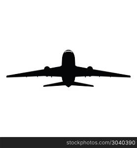 Airplane silhouette. Airplane silhouette on white background. Vector illustration.