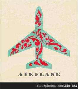 Airplane symbol. Retro poster