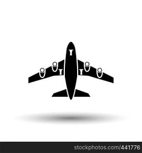 Airplane takeoff icon front view. Black on White Background With Shadow. Vector Illustration.