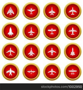 Airplane top view icons set. Simple illustration of 16 airplane top view vector icons for web. Airplane top view icons set, simple style