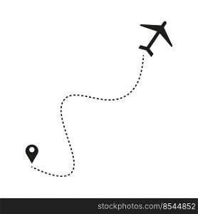 airplane way pin. Vector illustration. Airplane fly. Road trip. Vector illustration. stock image. EPS 10.. airplane way pin. Vector illustration. Airplane fly. Road trip. Vector illustration. stock image. 