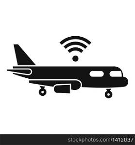 Airplane wifi icon. Simple illustration of airplane wifi vector icon for web design isolated on white background. Airplane wifi icon, simple style