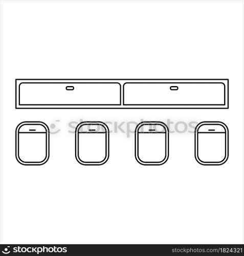 Airplane Window Icon, Aircraft Window Icon Vector Art Illustration