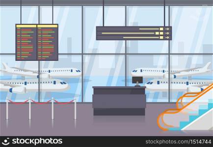 Airport Airplane Terminal Gate Arrival Departure Hall Interior Flat Illustration
