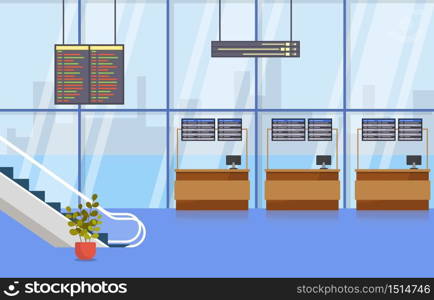 Airport Airplane Terminal Gate Arrival Departure Hall Interior Flat Illustration