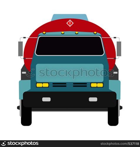 Airport aviation fuel truck vector flat front view. Airplane petrol tanker transportation
