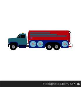 Airport aviation fuel truck vector flat side view. Airplane petrol tanker transportation