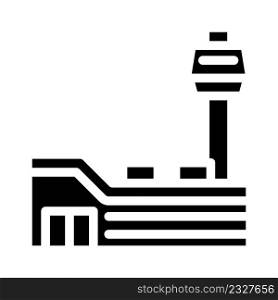 airport building glyph icon vector. airport building sign. isolated contour symbol black illustration. airport building glyph icon vector illustration