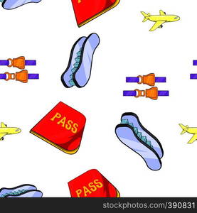 Airport check-in pattern. Cartoon illustration of airport check-in vector pattern for web. Airport check-in pattern, cartoon style