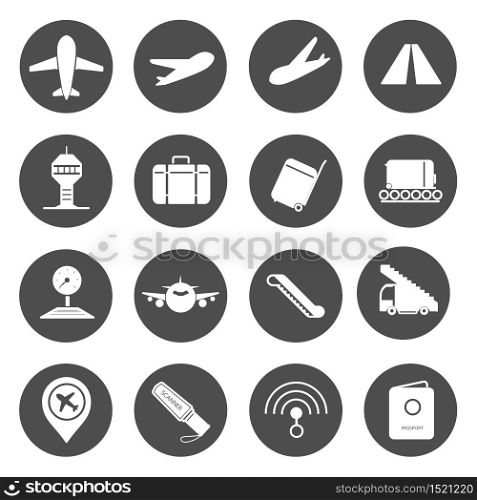 Airport Circle Icons set