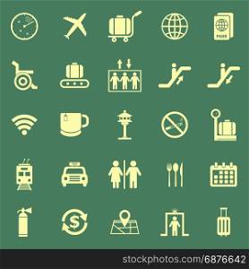 Airport color icons on green background, stock vector