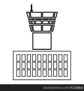 Airport control tower Airport Building Flight control tower icon outline black color vector illustration flat style simple image
