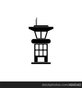 Airport control tower black simple icon isolated on white background. Airport control tower icon