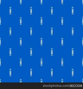 Airport control tower pattern repeat seamless in blue color for any design. Vector geometric illustration. Airport control tower pattern seamless blue