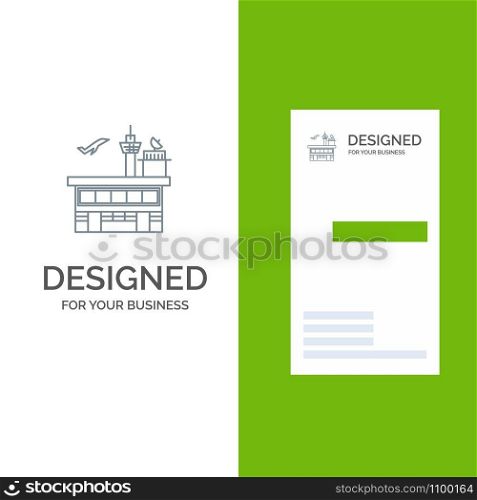 Airport, Conveyance, Shipping, Transit, Transport, Transportation Grey Logo Design and Business Card Template