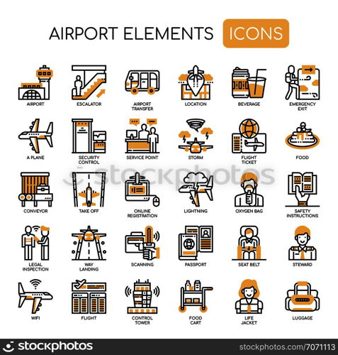 Airport Elements , Thin Line and Pixel Perfect Icons