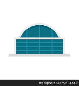 Airport glass building icon. Flat illustration of airport glass building vector icon isolated on white background. Airport glass building icon flat isolated vector