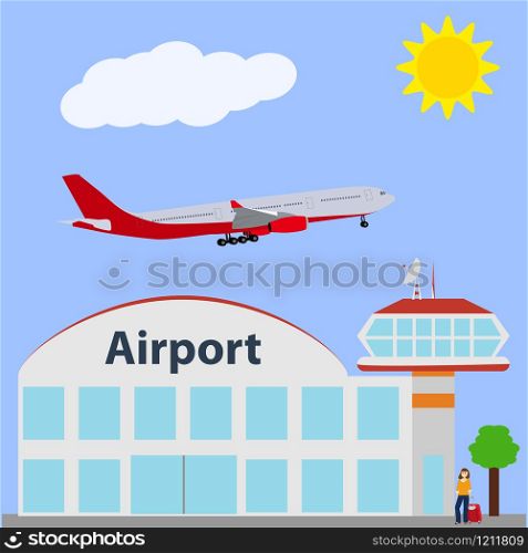 Airport icon, vector illustration passenger liner sky. Airport icon, vector illustration.