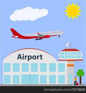 Airport icon, vector illustration passenger liner sky. Airport icon, vector illustration.