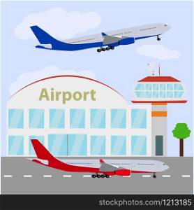 Airport icon, vector illustration two passenger liner. Airport icon, vector illustration.