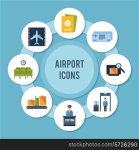Airport icons decorative paper set with security check passport control tickets vector illustration