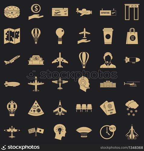 Airport icons set. Simple style of 36 airport vector icons for web for any design. Airport icons set, simple style