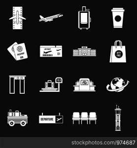 Airport icons set vector white isolated on grey background . Airport icons set grey vector